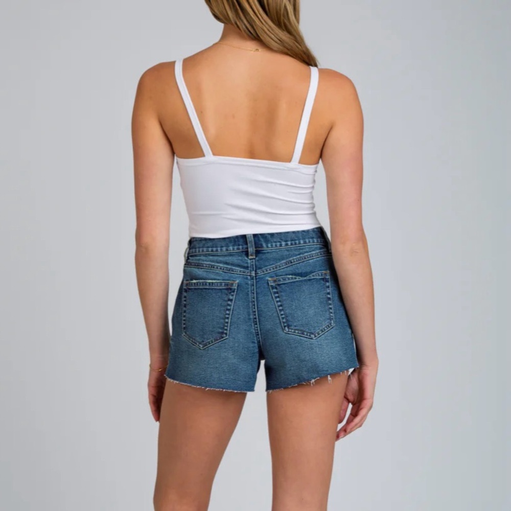High Rise A-Line Blue Denim Jean Shorts Sz 5
